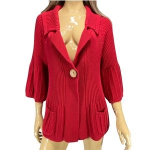 Tribal Burgundy Open Front Sweater Size XL